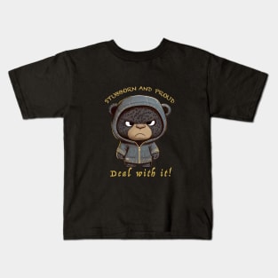 Panther Stubborn Deal With It Cute Adorable Funny Quote Kids T-Shirt